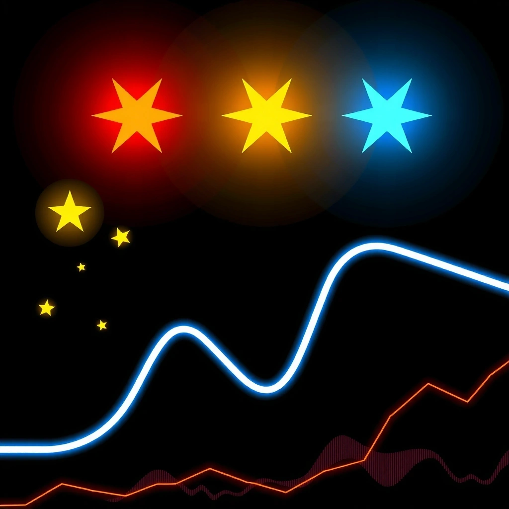 Abstract neon stars and trading graph background